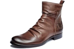 SENELK Herren Stiefel Chelsea Boots Lederstiefel Mit Doppeltem Seitlichem Reißverschluss rutschfeste Stiefel
