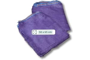 AGRI plus 100 Stück Gemüsesäcke lila mit Zugband I 50 x 65 cm I verschiedene Größen I Grobmaschige Raschelsäcke mit 15 kg Volumen I Aufbewahrungssäcke für Rotkohl & Obst
