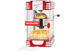 ‎STAGECAPTAIN Stagecaptain PCM-300 Popcorn Maschine - Retro-Design - Kurze Aufheizzeit - Mit Dosierlöffeln - Problemlose Reinigung - Dekorative Innenbeleuchtung - Rot/Weiß