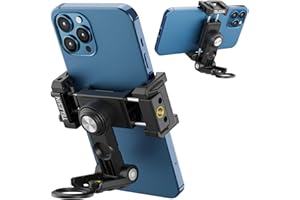 ADAPTOM TELESIN Handy Stativhalterung Adapter Clip, Verstellbarer Handy Ständer Halter mit Cold Shoe, Telefonklemme Vertikal Horizontal Halterung für iPhone 14 13 12 11 Pro Android Samsung Galaxy Zubehör