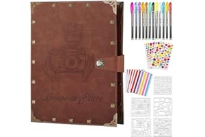 ZEEYUAN 60 Pagine Album Fotografico Grande Fai da Te con Rivetti 10X15 Album Foto Scrapbook in Pelle con Adesivi e i pennarelli