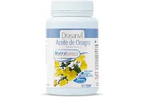 DRASANVI NUTRABASICS ACEITE DE ONAGRA - Vitamina E - Obtenido a través de prensado en frío - Contribuye a mantener niveles normales de COLESTEROL - SIN GLUTEN - 200 perlas