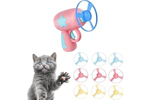 WOOTONG Juguetes Interactivo Voladores para Gatos de Interior Juguetes para Buscar Gatos con 1 Lanzador y 10 Discos Hélices Voladoras Juguetes de Seguimiento Gatitos Tirador Giratorio Regalos para Ejercicio
