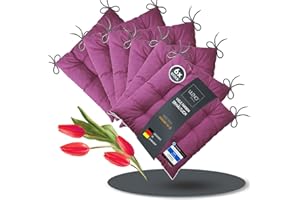 LILENO HOME Set of 6 Chair Cushions, Berry, 40 x 40 x 6 cm, Seat Cushions for Garden Chairs, Kitchen or Dining Room Chairs, Comfortable, UV-Resistant Indoor and Outdoor Chair Cushion