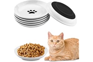 Gamelle Chat Ceramique, Vexillic 6 Pièces Gamelles en Céramique pour Chat avec Base en Caoutchouc Antidérapante, Bol Plates pour Chatons et Chiots