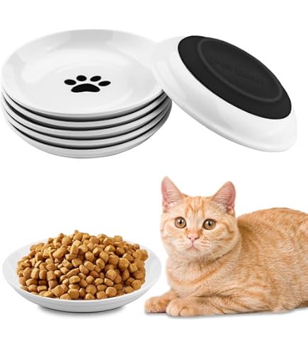 Set 6 Ciotole Per Gatti In Ceramica - Con Base Antiscivolo, Design Baffi-Friendly, Motivi Decorativi - Foto 9