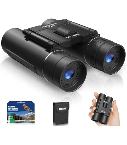 Jumelles 10x25 pour Enfants Adultes, Petites Poche Pliantes légères compactes Jumelles pour l'observation des Oiseaux Voyage Chasse Concerts Camping Théâtre Sportif Opéra