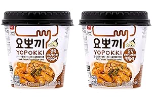 VMART Young Poong Yopokki Garlic Teriyaki Topokki Cup 120g Pack of 2 - Korean Tteokbokki Rice Cakes Korean Food Snack