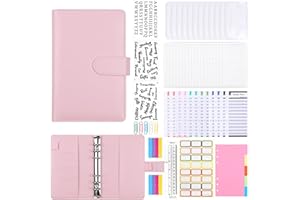 Umitive A6 Budget Planner , 62pcs Binder Budget Notizbuch mit PVC Tasche mit Reißverschluss, Budget-Nachfüllpackungen, Etikettenaufklebern, Ringbuch für Bargeld/Budget/Geldsparen/ (Rosa)