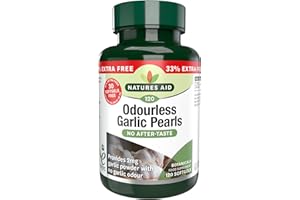 Natures Aid Odourless Garlic Pearls - Supports Heart Health and Circulation - Antioxidant - Non-GMO, Gluten-Free - One-a-Day Easy to Swallow, Tasteless Supplement - 120 Softgel Capsules