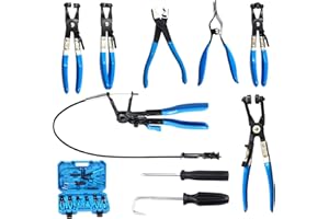 Swpeet Lot de pinces à collier de serrage avec étui et pince spéciale avec câble Bowden (bleu)