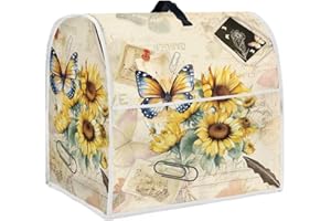 Annejudy Abdeckung für Küchenhelfer mit Schmetterlings-Sonnenblumen-Muster, Küchenhelfer, Abdeckung für Küchenmaschine, Griff oben und Tasche, Staubschutz für Küchengeräte, Standmixer oder