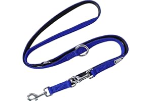 DDOXX Correa Perro Multiposición Air Mesh, Ajustable en 3 tamaños, 2m | Muchos Colores & Tamaños | para Perros Pequeño, Mediano y Grande | Correa Accesorios Doble 2 Gato Cachorro | Azul, S