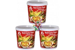 yoaxia ® 3-pack – [ 3 x 400 g] röd currypasta/röd curry pasta + en liten lyckovisp – trävisp