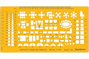 Liquidraw Échelle 1:200 - Règle architecturale - Pochoir d'architecte - Fournitures de rédaction technique, symboles de conception de meubles d'architecture pour plan de sol intérieur de maison