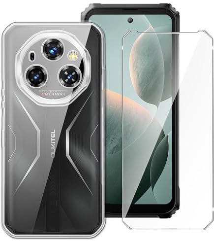 Coque Oukitel WP55/WP55 Pro Avec 2 Verres Trempés - Protection Anti-chocs, Silicone TPU Transparent