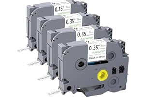 4x Yuanqimm Compatible TZe221 TZe-221 TZ221 TZ-221 Compatible for Brother P-touch Label Tape 9mm 0,35 Black on White for PT-D400 PT-H100LB PT-H105 PT-D200 PT-1000 PT-H110 PT-H101 PT-H107B PT-D210