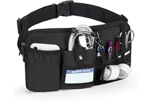 Trunab Sac Banane d'Infirmière Multifonctionnel avec 12 Poches à Outils Essentielles, Porte-Ruban, Ceinture Réglable, Pochette Infirmiere pour Infirmière et Étudiant en Soins Infirmiers, Noir