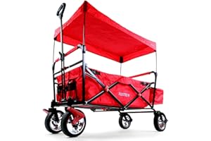 Fuxtec Chariot City Cruiser Rouge, L'Original, Chariot de Jardin Pliable pour Enfants, Transport, Plage, Ville, Forêt, à Tirer ou à Pousser, Capacité De Charge 75 kg