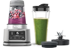 Ninja Foodi Power Nutri Batidora de vaso 2 en 1, 1100 W, 4 programas automáticos, Auto-iQ, mezclas espesas y bebidas heladas, vaso de 700 ml y bol de 400 ml con Power Paddle, en plateado, CB100EU