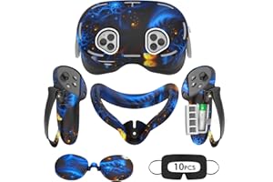 Tyasoleil Accessories Compatible with Oculus Quest 3S/ 3S Xbox Edition, Silicone Cover Set, Include Controller Grip Leather Cover, VR Shell Cover, Face Cover, Lens Cover (Blaze Blue)