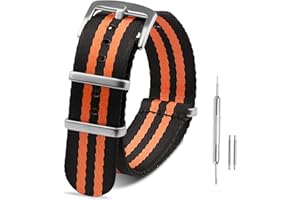 RoYiio Nato Bracelet pour Largeur de 22mm, Confortable et Respirant, Remplacement Bracelet Montre Nylon balistique pour Hommes Femmes - Noir Orange