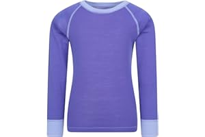 Mountain Warehouse Merino Kids Round Neck Thermal Baselayer Top – Long Sleeve, Lightweight, Antibacterial, Breathable & Quick Dry T-Shirt - Travelling & Outdoors