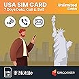SimCorner USA Travel SIM Card (5G/4G Data,7 Days) - 3-in-1 Data SIM Card - Standard, Micro & Nano SIM Card - Unlimited Calls & SMS to US, Hawaiian Mobiles & Landlines - T-Mobile Prepaid SIM