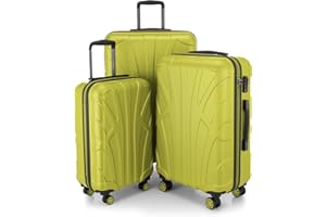 suitline - 3er Koffer-Set Trolley-Set Rollkoffer Hartschalen-Koffer Reisekoffer, TSA, (55 cm, 66 cm, 76 cm), 100% ABS, Matt, Farn