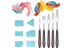 FANCYWUXI Spachtel für Acrylmalerei, 5 Palette Messer+6 Abstreifermesser Acryl Spachtel, Palettenmesser Malwerkzeuge, Edelstahl Palettenmesser für Ölgemälde/Gouache/Aquarell/Felsmalerei