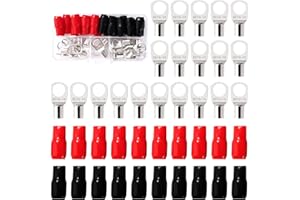 YIXISI 40 Piezas M10 SC16-10 AWG6 Terminales de Anillo Kit, Conectores de Tubular, Terminales de Cable Batería, con Manguitos de Aislamiento, para Cable Eléctrico, Plata