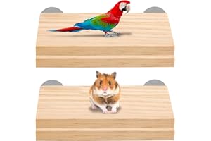 Fanshiontide 4PCS Natural Wood Bird Platform Seat - Cage Accessories, Parrot Perches Stand, Climbing Platform for Small Animals, Budgies, Chinchilla, Hamster