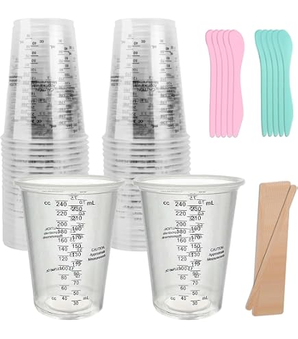 50 Stück Epoxidharz Mischbecher 240 Ml Mit Rührstäbchen – Einweg-Messbecher Für Harz, Farbe & Pigmente
