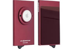 1onespo ULTRASLIM Porta carte di credito uomo - Portafoglio Airtag- Porta tessere e documenti - Portacarte protezione RFID, Prugna
