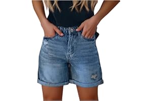 DxanDn Short en Jean Femme Léger Et à La Mode Pas Cher Soldes Shorts et Bermudas avec Poches Boutonnées Déchirées Pantalon Jeans Court Sexy Short Élégant et Chic Shorts Décontracté Confortable