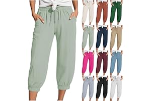 Nuoke Musselin Kurze Hose Damen 2025 Sommer Leinen Capri Shorts Beach Hosen Mit Taschen Sommerhose Leicht Stoffhose Kleid Stretch Gerades Bein Kordelzug Leinenhose Bluse