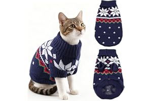 Himissy Maglioncino Gatto, Vestito Natale Gatto, Maglione a forma di Gatti, Vestito per Gatti Natalizio, Vestito Cane Taglia Piccola, per Calore Invernale (D, M)