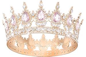 DRESHOW Full Round Girls' Tiara Queen Crown Women's Bridal Crown Tiara Crystal Baroque Tiara Sparkly Rhinestone Princess Carnival Headpiece for Wedding Prom Birthday Party