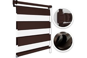 Estika Store Jour Nuit sans percage - 65 cm x 150 cm - Marron - Stores Enrouleurs pour Salon, Chambre et Cuisine, Stores intérieurs, Rideau fenetre sans percage