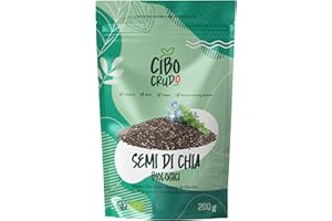 CIBO CRUDO CRUDO BIOLOGICO VEGAN Semi di Chia Biologici - 200g. Fonte Di Omega 3 e 6 Vitamine Del Gruppo B. Fonte di Magnesio Potassio e Calcio Bio. Per Latte o Muesli. Chia Seeds Organic.