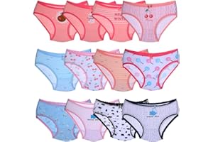 Kidear Serie di Bambini Ragazze mutandine12 Pezzi Bambini Mutandine Bambino in Cotone Morbido Slip Biancheria Intima età 2-10 Anni
