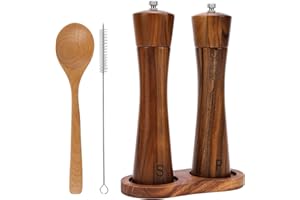 HZPZPP|Salt and Pepper Grinder Set|Pepper Mill|Wooden Salt and Pepper Grinder Set|Salt and Pepper Sets|Shaker Rotor Grinders 8Inch, Brown