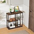 WOHOMO Console Table Small Hallway Table with Storage Shelves 30cm Narrow Sofa Table Modern Console Tables for Hallway Slim 80 x 30 x 80cm,Walnut