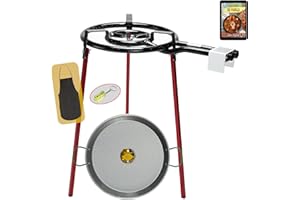 COMBOI - Kit brûleur - Poêle à paella 40 cm gaz butane-propane, poêle à paella 46 cm (jusqu'à 12 personnes), niveau, lot de 3 pattes, instructions et recettes.