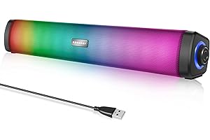 SKIBILES Altoparlanti per Computer, PC Soundbar Con Illuminazione RGB, Alimentazione USB, connettività Bluetooth, Design Compatto, Audio Stereo Hi-Fi Casse per PC, Tablet, Monitor, Laptop, Smartphone (E-1411)