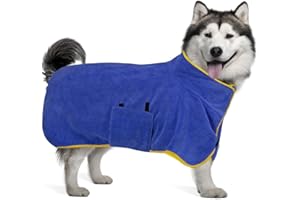 Donfri Dog Bath Towel Super Absorbent Bathrobe Quick Dry Dog Towel Adjustable Size Soft and convenient Machine Washable (XL, Blue Regular)