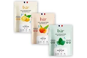 LXIR DRINK - Eau aromatisée en pastille sans sucre - Boisson multivitamines - Riche en vitamines C et B - Hydratation quotidienne - Beauté de la peau - Vitalité - 36 pastilles - Citron/Pêche/Menthe
