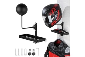 PUERSI Helmhalterung Wandmontage mit Ablage, 180° drehbarer Helm Lagerregal für Motorrad Fahrrad Rennsport Oberbekleidung Sportausrüstung Präsentation