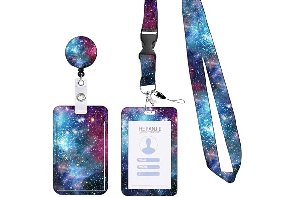 KHDULQ Collier Porte Carte, Porte Badge, Porte Badge Tour De Cou, Porte Carte Avec Cordon, Tour De Cou Badge(Collier étoile Bleue, Poche Carte Étoile) Pour Fournitures De Bureau Et Scolaires.