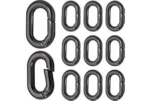 Giantree Lot de 10 petits mousquetons ovales à ressort - En métal - Porte-clés - Petite boucle - Mousqueton à ressort - Pour voyage, pêche, camping, randonnée, hamacs - Noir